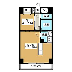 グランデューク新栄 1LDKの間取図画像