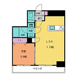 URBANCLOUDIZUMI 1LDKの間取図画像