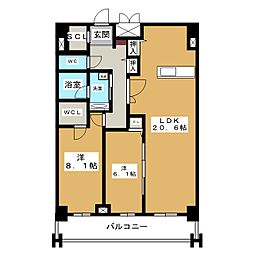 グランルクレ新栄イースト 2LDKの間取図画像