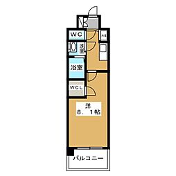 プレサンスジェネ丸の内 1Kの間取図画像