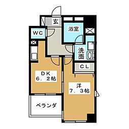 稲垣ビル栄ディアコート白川 1DKの間取図画像