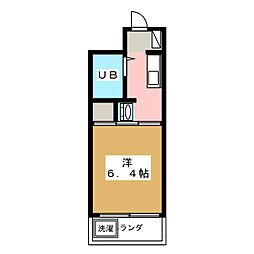 第五七福ビル 1Kの間取図画像