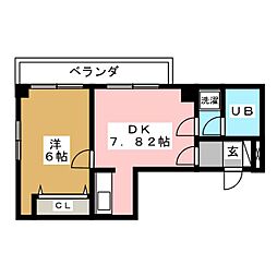サンシャインヴィレッジ新出来 1DKの間取図画像