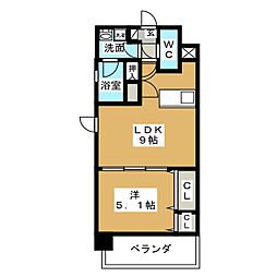 グランデュール東桜 1LDKの間取図画像