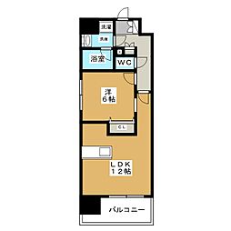 プレサンス丸の内雅風 1LDKの間取図画像