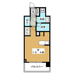 メルカーサ泉 ワンルームの間取図画像