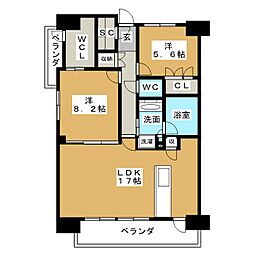 アンアージュ白壁 2LDKの間取図画像