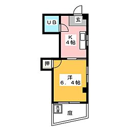 シティハイツスズキ 1Kの間取図画像