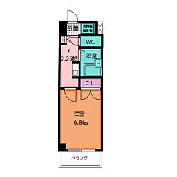 クレスト泉 1Kの間取図画像