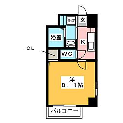 P-SQUAREShumoku3 1Kの間取図画像