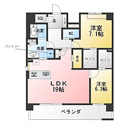 積水ハウス施工 泉3丁目計画 2LDKの間取図画像