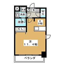 プレサンス泉アーバンゲート 1Kの間取図画像