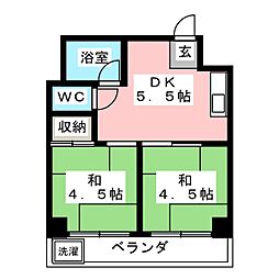 向陽ビル 2DKの間取図画像