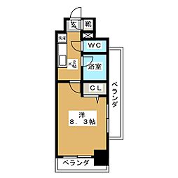 現代ハウス新栄 1Kの間取図画像