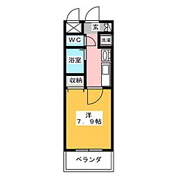 プレサンス栄メディパーク 1Kの間取図画像
