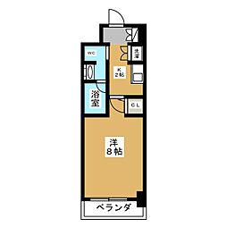 レジディア高岳 1Kの間取図画像