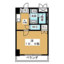 BSRESIDENCESAKAE 1Kの間取図画像