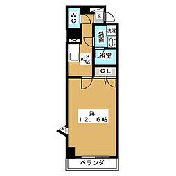 BSRESIDENCESAKAE 1Kの間取図画像