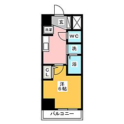 エステムコート名古屋新栄アクシス 1Kの間取図画像