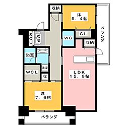 栄タワーヒルズ 2LDKの間取図画像