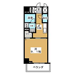 グランルクレ新栄イースト 1Kの間取図画像