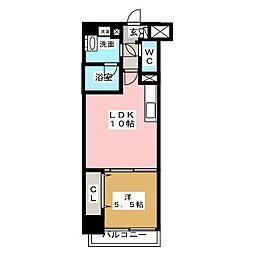 プラチナム 1LDKの間取図画像