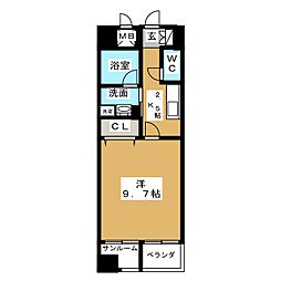 あいさきがけ 1Kの間取図画像