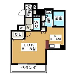 プレサンス泉セレグレード ワンルームの間取図画像
