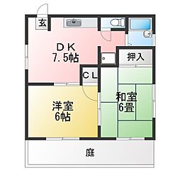 ブルーメゾン白壁 2DKの間取図画像