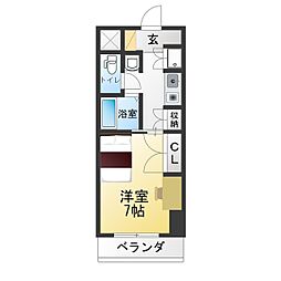 プログレンス栄 1Kの間取図画像