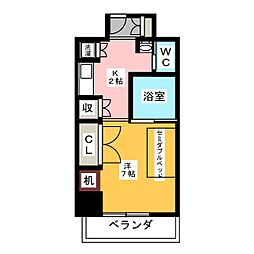 プログレンス栄 1Kの間取図画像