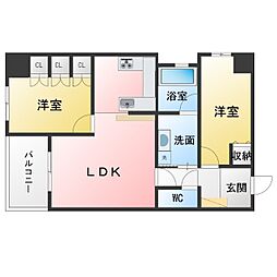 アップルパレス丸の内 2LDKの間取図画像