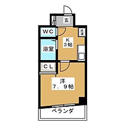 プロビデンス泉 1Kの間取図画像