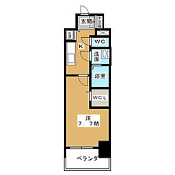 プレサンスジェネ葵 1Kの間取図画像