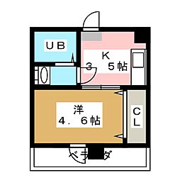 吉川屋ツインビル 1Kの間取図画像
