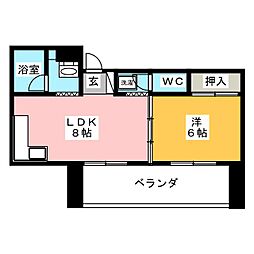 第2オーシャンビル 1LDKの間取図画像
