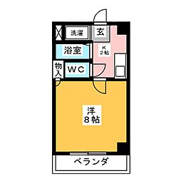 マザック新栄 1Kの間取図画像