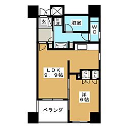 アップルパレス丸の内 1LDKの間取図画像