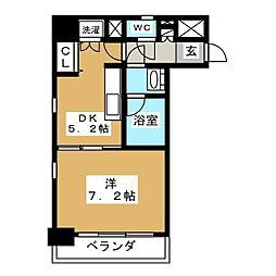 レジディア高岳 1DKの間取図画像