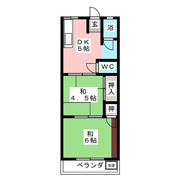 鈴家荘南棟 ｜愛知県名古屋市中川区高畑２丁目(賃貸アパート2DK・2階・40.00㎡)の写真 その2