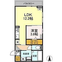 ルヴィータ野田 2階1LDKの間取り