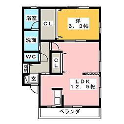 グレイスライフ高畑 1LDKの間取図画像