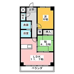 グランドヒルズ南脇1番館 2LDKの間取図画像