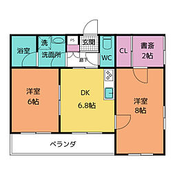 エレガンス中花 2SDKの間取図画像