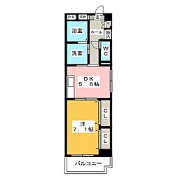 クリエイトハウス荒子 1DKの間取図画像