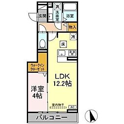 セレスティア長良 イースト 1LDKの間取図画像