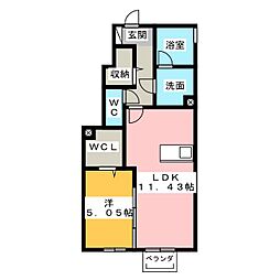 エルヴィータ 1LDKの間取図画像