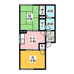 コーポ野田 2DKの間取図画像