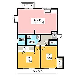 プラムビレッジ和 2LDKの間取図画像