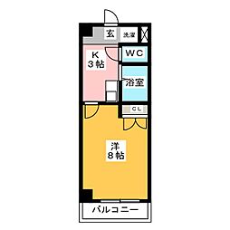 サンモールアネックス 1Kの間取図画像